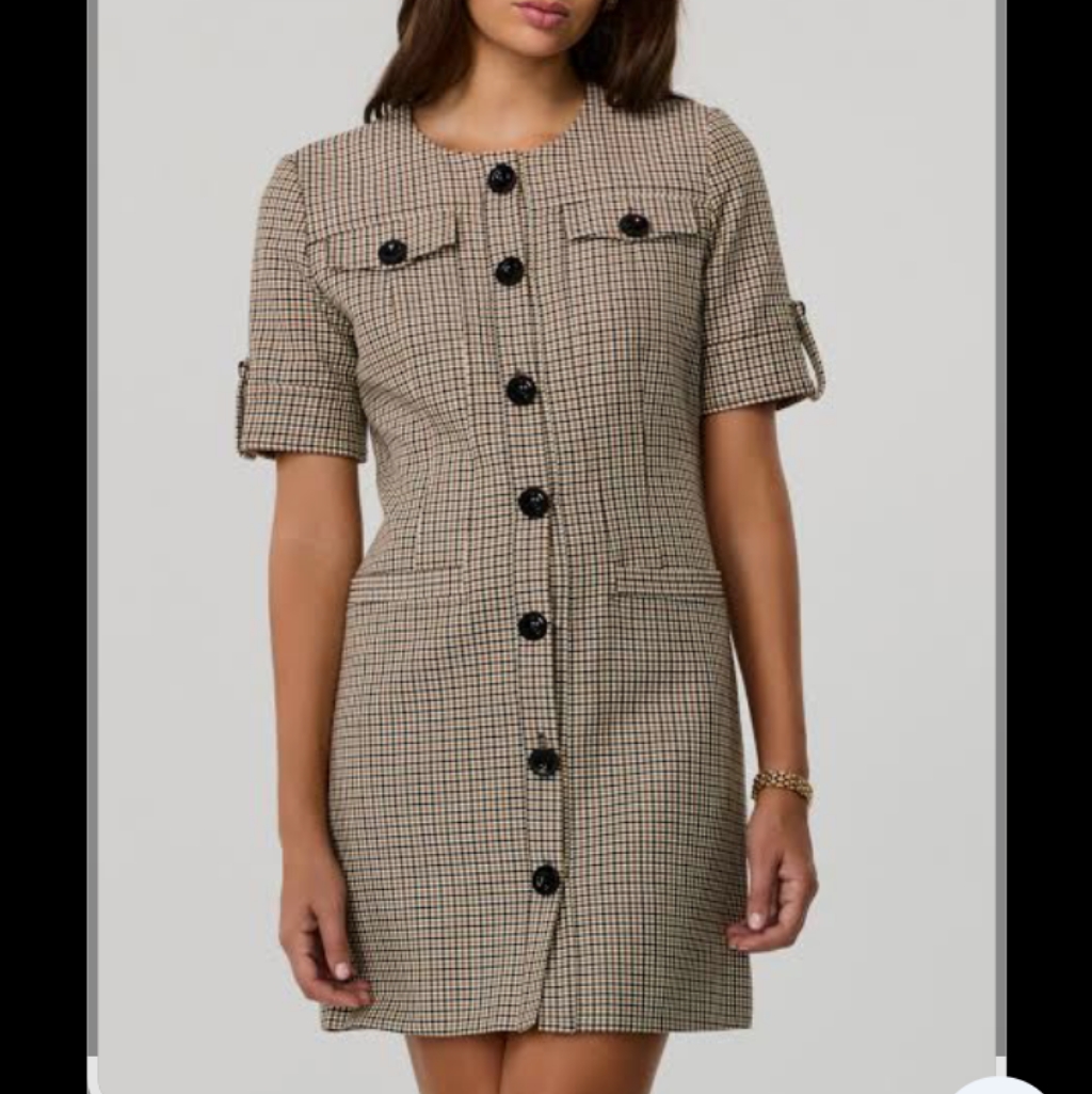 Toccin Gale Plaid Button Front Mini Dress